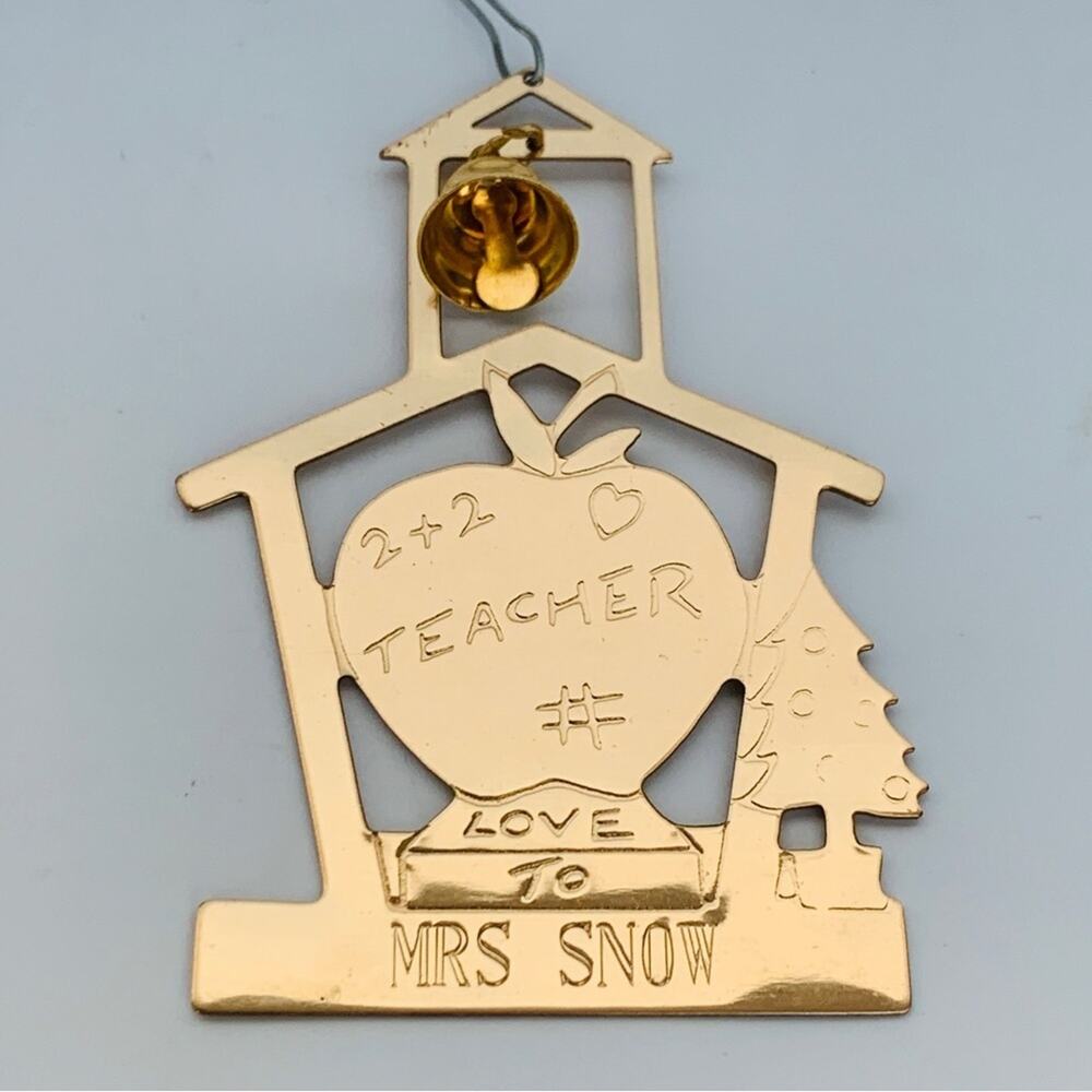 Vintage Lillikins Vernon Teacher Christmas Tree Ornament Brass - Picture 2 of 6